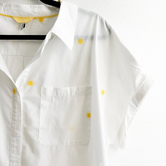 JOULES White Dela Button Front Shirt Top in Sun Sunny Sunshine Print - Picture 6 of 8